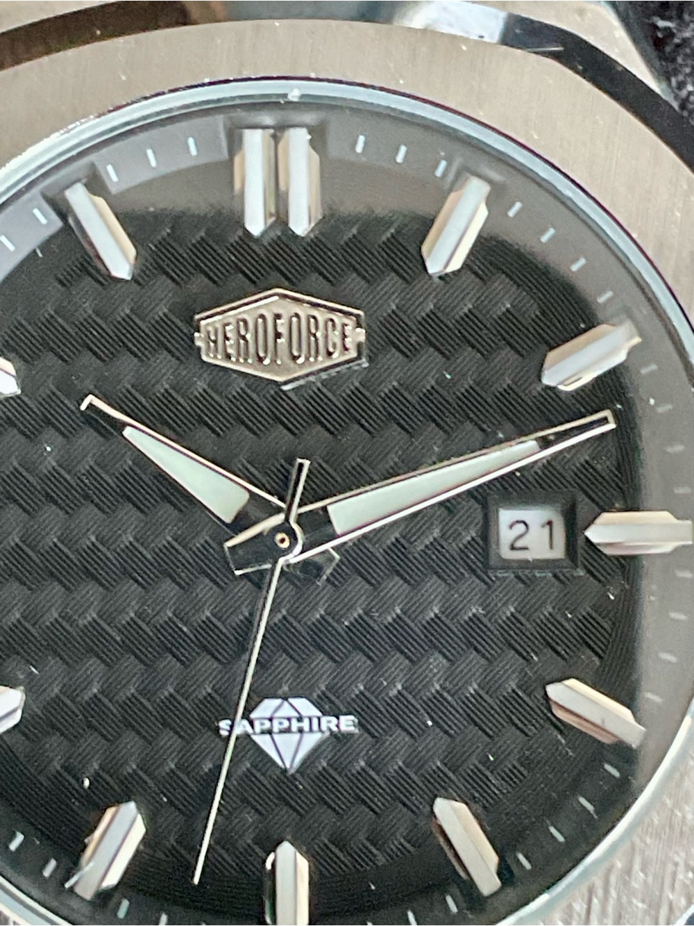 NIB Authentic Heroforce Watch Date Woven Pattern Dial